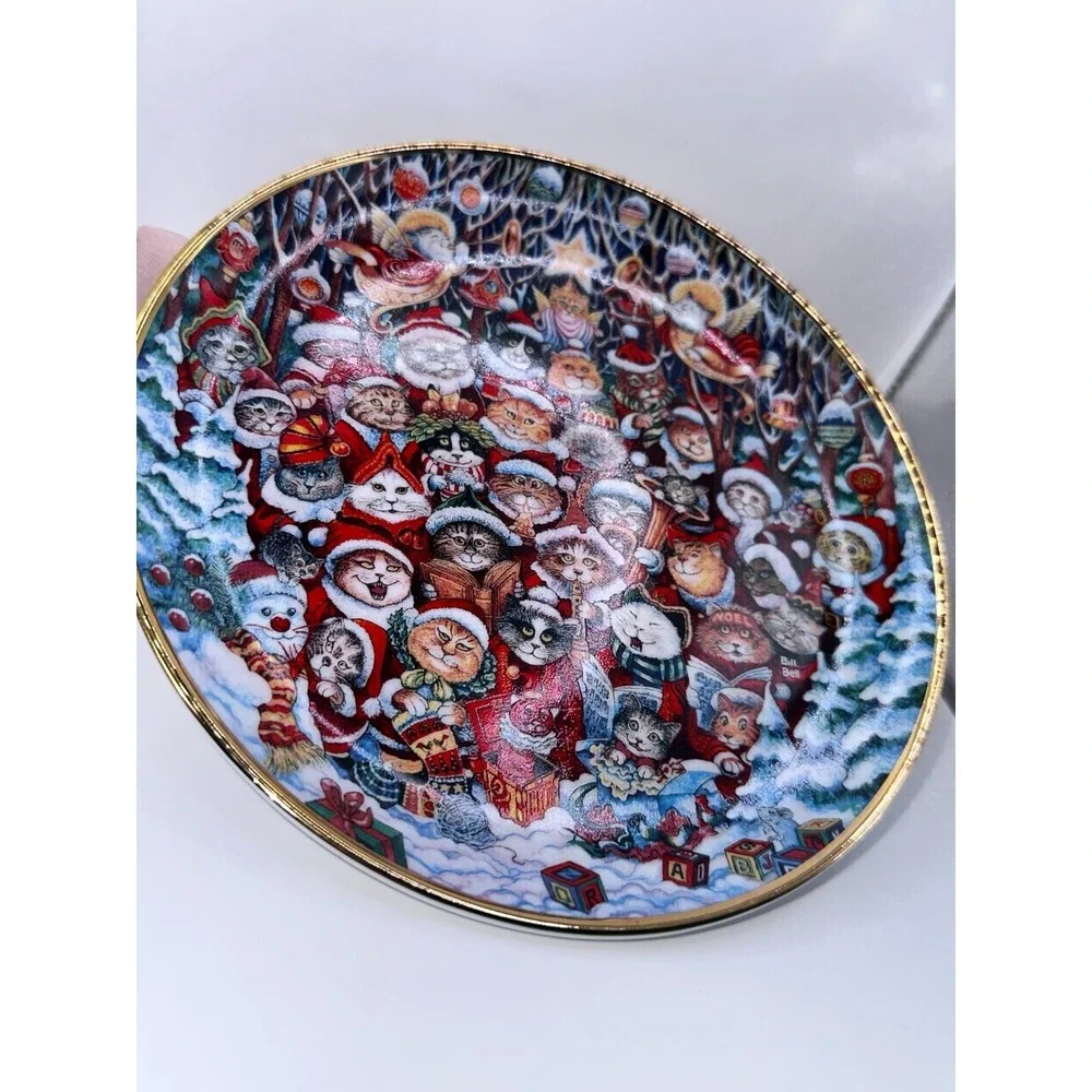 Franklin Mint Bill Bell Christmas Cat Plate Santa‎ Claws Limited Edition #G7401